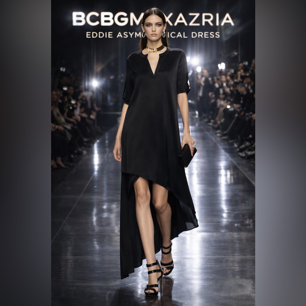 Bcbgmaxazria “Eddie” Black Asymmetrical Dress Size Xxs